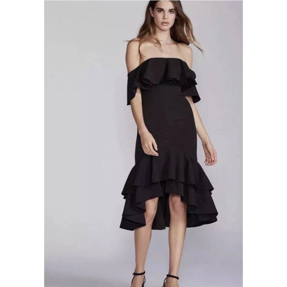 NWT $249 Free People X Fame And Partners Sasha Dress Black Off‎ Shoulder Size 8